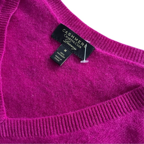 100% CASHMERE CHARTER CLUB LUXURY V-Neck Sweater Size M - Picture 2 of 7